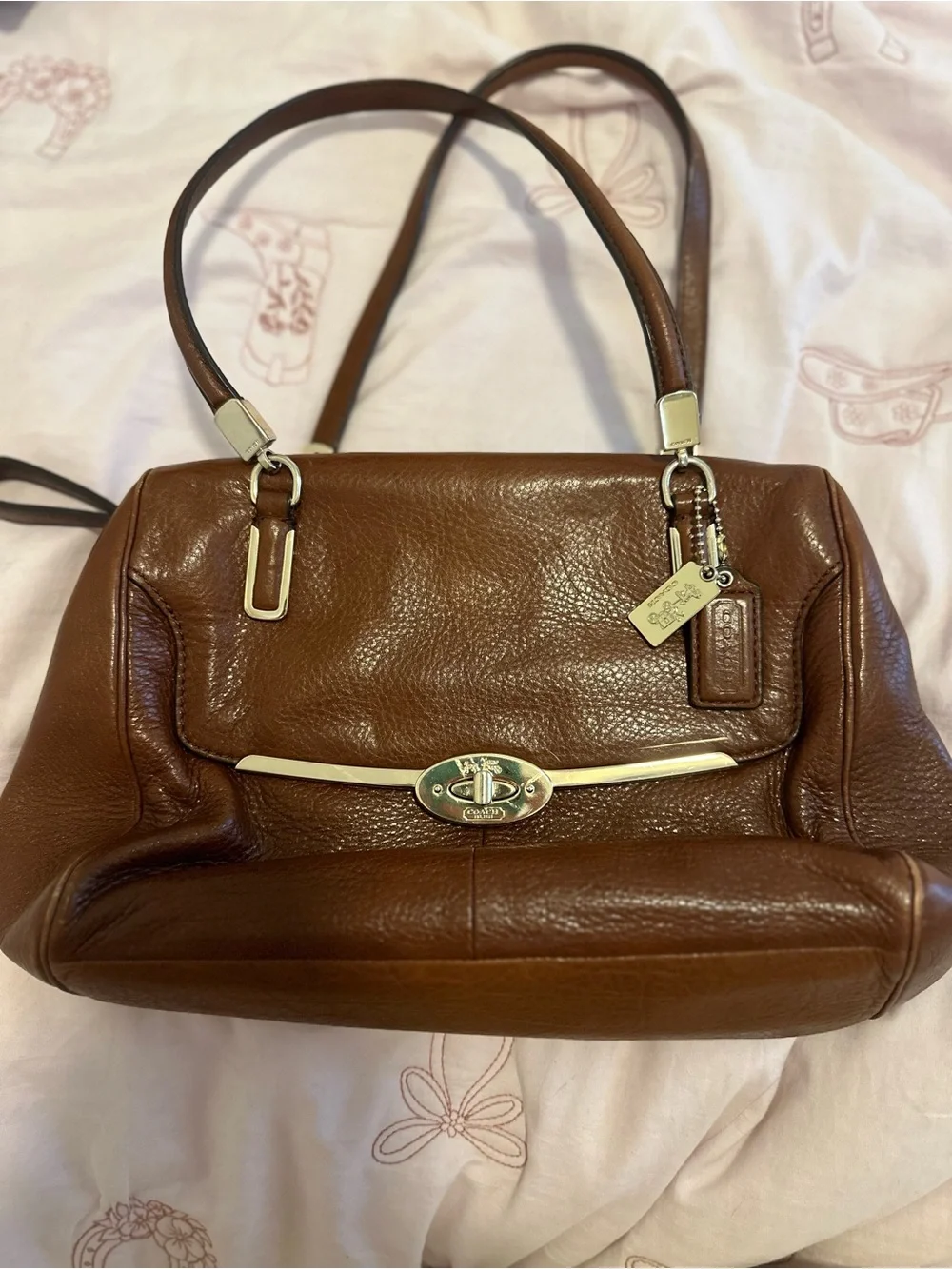 Coach Brown Leather Turnlock Satchel